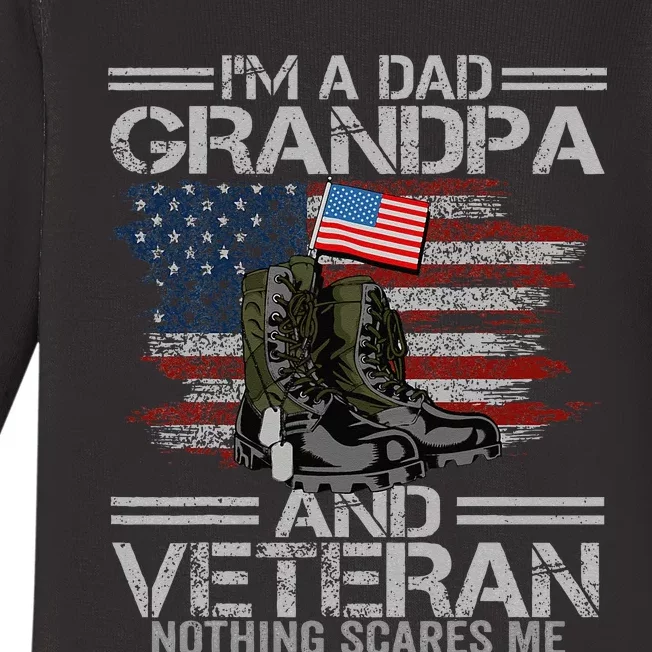 Im A Dad Grandpa And Veteran Fathers Day Baby Long Sleeve Bodysuit