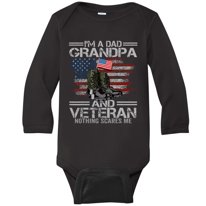 Im A Dad Grandpa And Veteran Fathers Day Baby Long Sleeve Bodysuit