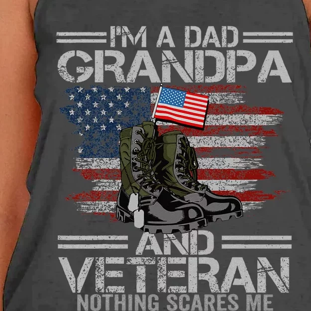 Im A Dad Grandpa And Veteran Fathers Day Women's Knotted Racerback Tank