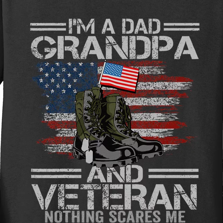 Im A Dad Grandpa And Veteran Fathers Day Kids Long Sleeve Shirt