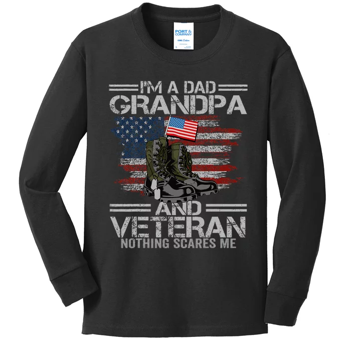 Im A Dad Grandpa And Veteran Fathers Day Kids Long Sleeve Shirt