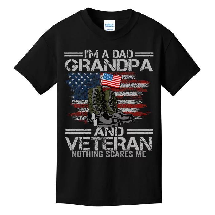 Im A Dad Grandpa And Veteran Fathers Day Kids T-Shirt