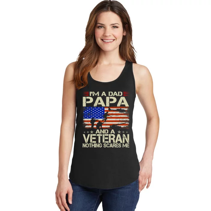 IM A Dad Papa And Veteran Funny Retro Papa Grandpa Gifts Ladies Essential Tank