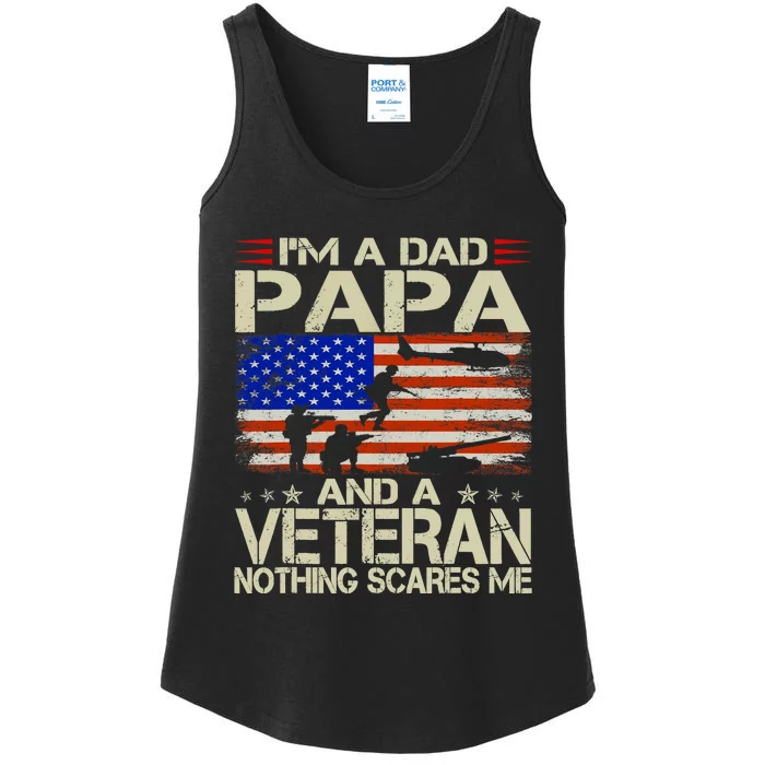 IM A Dad Papa And Veteran Funny Retro Papa Grandpa Gifts Ladies Essential Tank