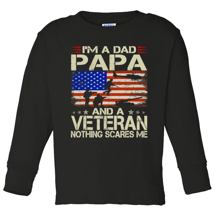 IM A Dad Papa And Veteran Funny Retro Papa Grandpa Gifts Toddler Long Sleeve Shirt