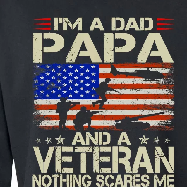 IM A Dad Papa And Veteran Funny Retro Papa Grandpa Gifts Cropped Pullover Crew