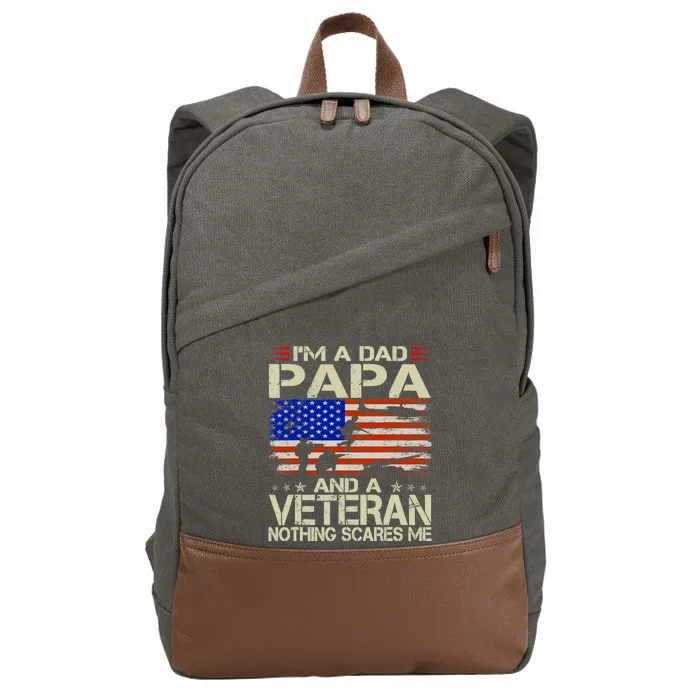 IM A Dad Papa And Veteran Funny Retro Papa Grandpa Gifts Cotton Canvas Backpack