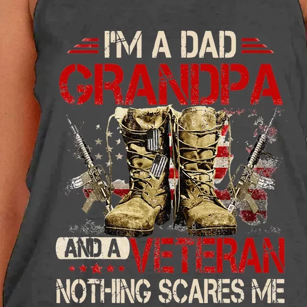 Im A Dad Grandpa And A Veteran American Flag Gists For Dad Women's Knotted Racerback Tank