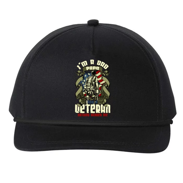 I'm A Dad Papa And A Veteran And Nothing Scares Me Funny Gift Snapback Five-Panel Rope Hat