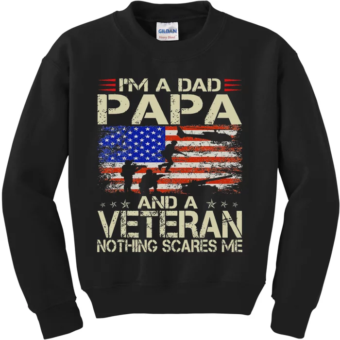 I'm A Dad Papa And Veteran Funny Retro Veteran's Day Kids Sweatshirt