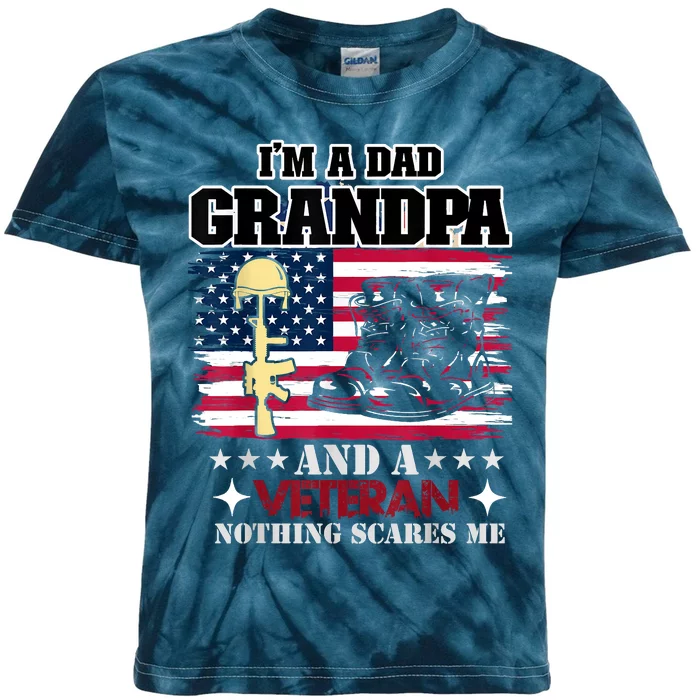 Im A Dad Grandpa And Veteran Kids Tie-Dye T-Shirt