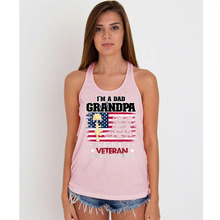 Im A Dad Grandpa And Veteran Women's Knotted Racerback Tank