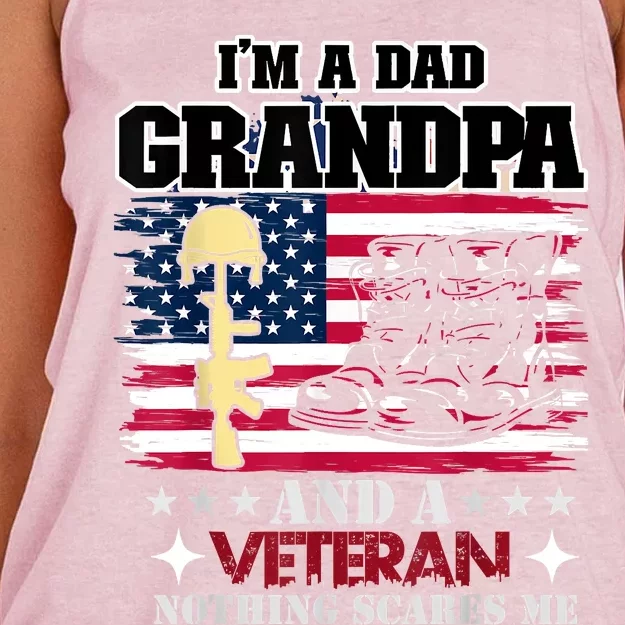 Im A Dad Grandpa And Veteran Women's Knotted Racerback Tank