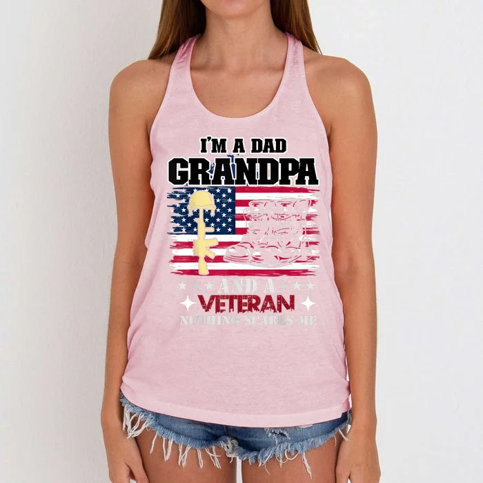 Im A Dad Grandpa And Veteran Women's Knotted Racerback Tank