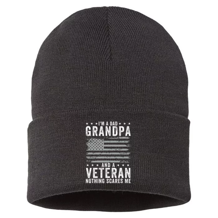 I'm A Dad Grandpa And Veteran Fathers Day Papa Grandpa Sustainable Knit Beanie