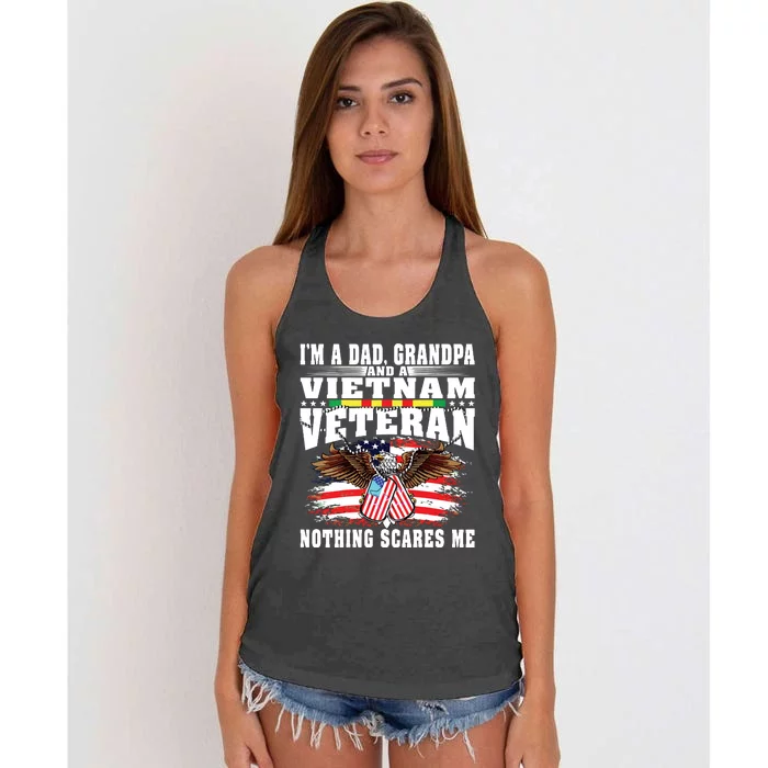 Im A Dad Grandpa And Vietnam Veteran Nothing Scares Me Women's Knotted Racerback Tank