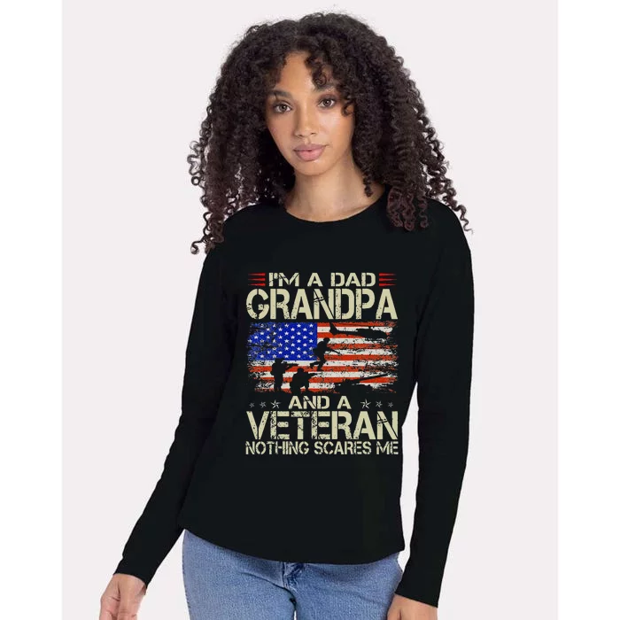 Im A Dad Grandpa And Veteran Fathers Day Papa Grandpa Gifts Womens Cotton Relaxed Long Sleeve T-Shirt