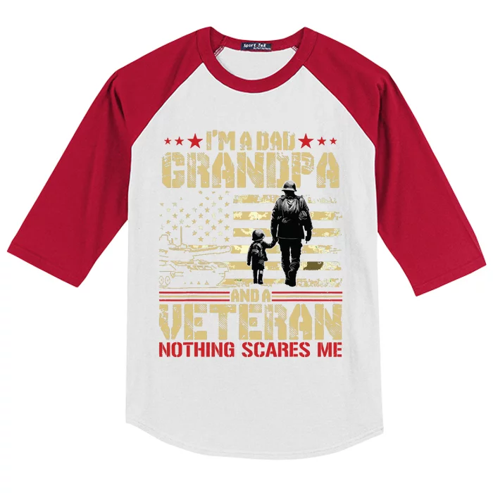 Im A Dad Grandpa And Veteran Fathers Day Papa Grandpa Kids Colorblock Raglan Jersey