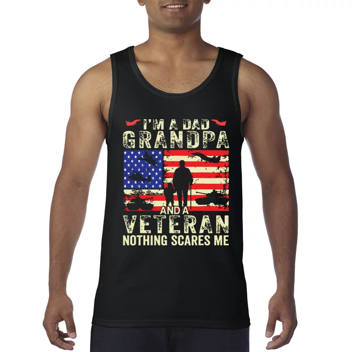 Im A Dad Grandpa And Veteran Grandpa Fathers Day Vintage Tank Top