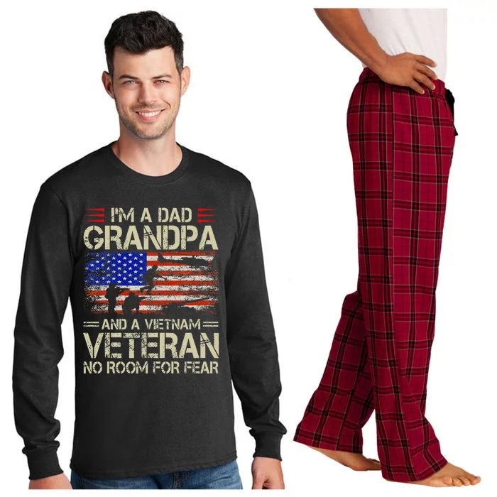 Im A Dad Grandpa And Vietnam Veteran Us Flag Papa Long Sleeve Pajama Set