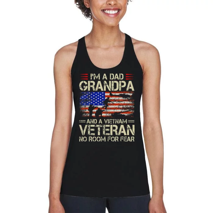 Im A Dad Grandpa And Vietnam Veteran Us Flag Papa Women's Racerback Tank