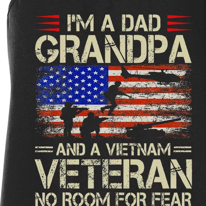 Im A Dad Grandpa And Vietnam Veteran Us Flag Papa Women's Racerback Tank