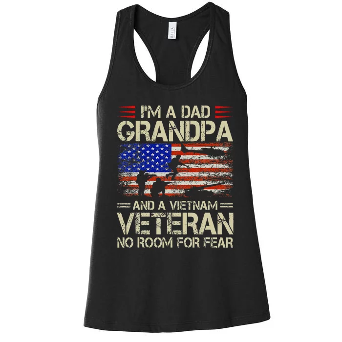 Im A Dad Grandpa And Vietnam Veteran Us Flag Papa Women's Racerback Tank