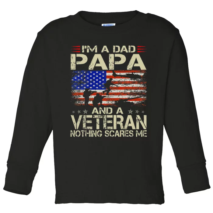 IM A Dad Papa And Veteran Retro Dad Papa Grandpa Toddler Long Sleeve Shirt