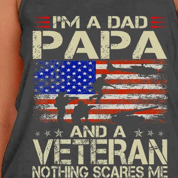 IM A Dad Papa And Veteran Retro Dad Papa Grandpa Women's Knotted Racerback Tank