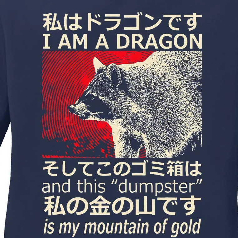 IM A Dragon And This Dumpster Is My Mountain Of Gold Ladies Long Sleeve Shirt