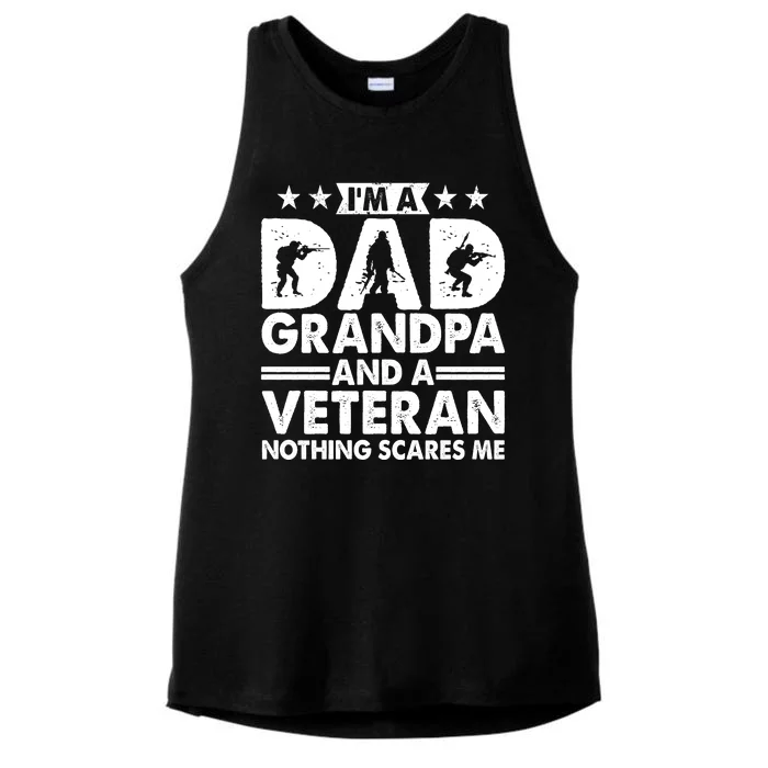 I'm A Dad Grandpa And A Veteran Nothing Scares Me Ladies Tri-Blend Wicking Tank