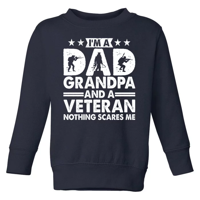 I'm A Dad Grandpa And A Veteran Nothing Scares Me Toddler Sweatshirt