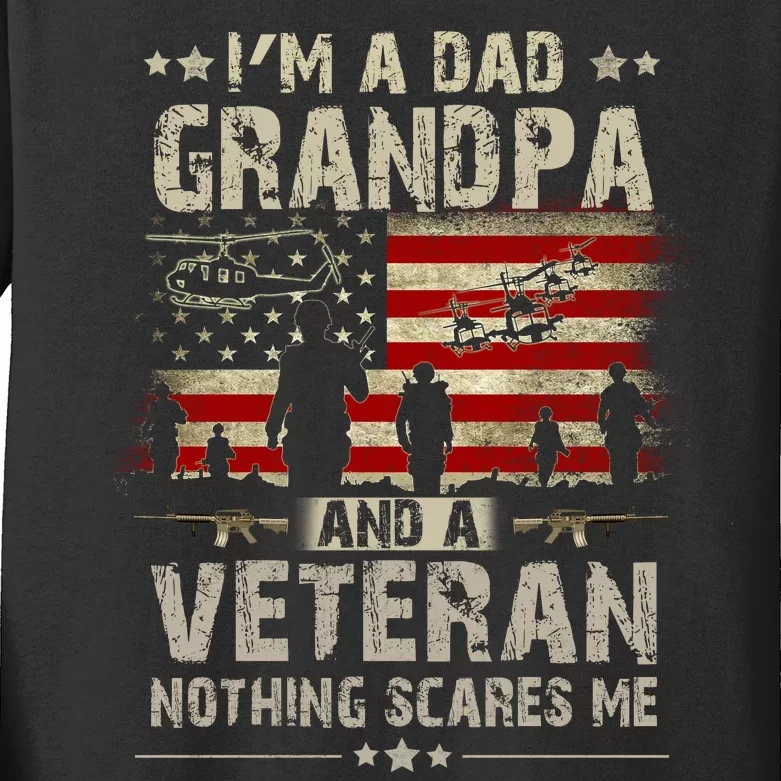 Im A Dad Grandpa And Veteran Fathers Day Papa Grandpa Kids Long Sleeve Shirt