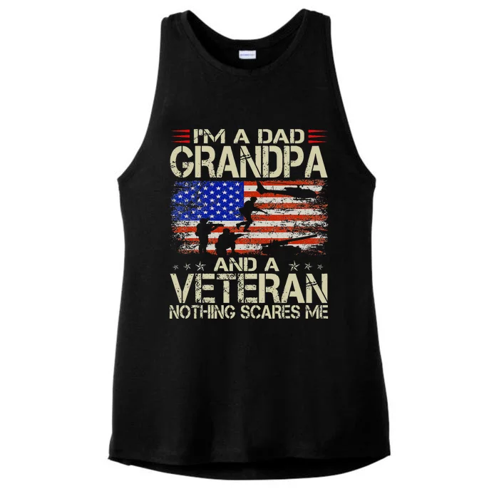 Im A Dad Grandpa And Veteran Fathers Day Papa Grandpa Gifts Ladies Tri-Blend Wicking Tank