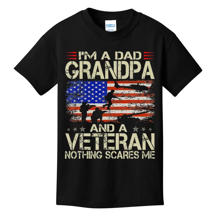 Im A Dad Grandpa And Veteran Fathers Day Papa Grandpa Gifts Kids T-Shirt