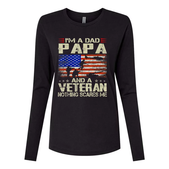 I'm A Dad Papa And Veteran Father's Day Retro Womens Cotton Relaxed Long Sleeve T-Shirt