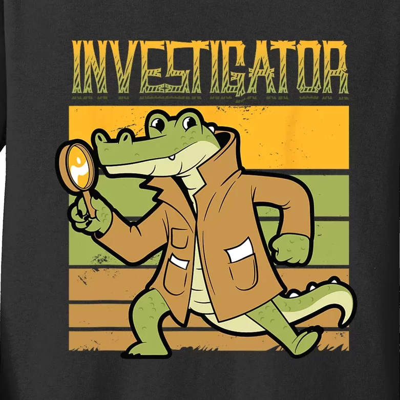 Investigator Alligator Detective Kids Long Sleeve Shirt