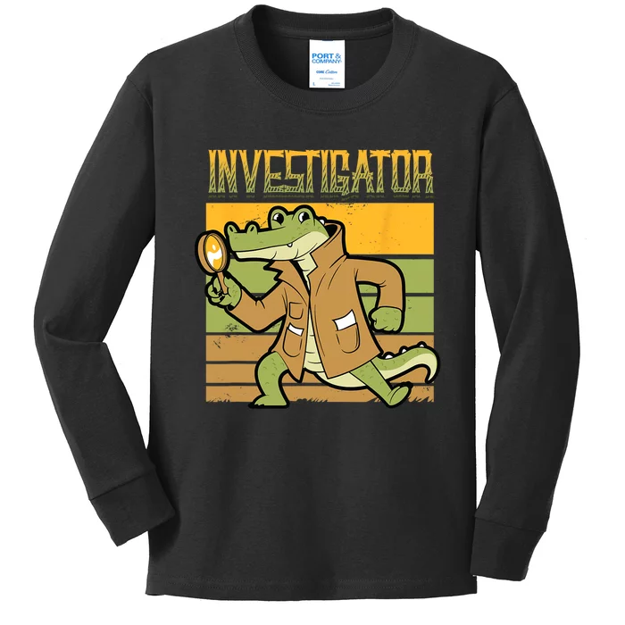 Investigator Alligator Detective Kids Long Sleeve Shirt