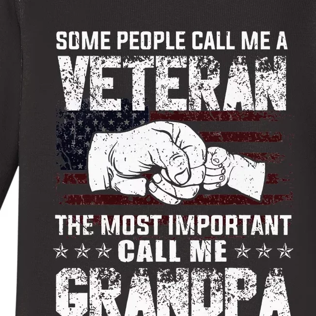 I'm A Dad Grandpa And Veteran Funny Retro For Papa Baby Long Sleeve Bodysuit