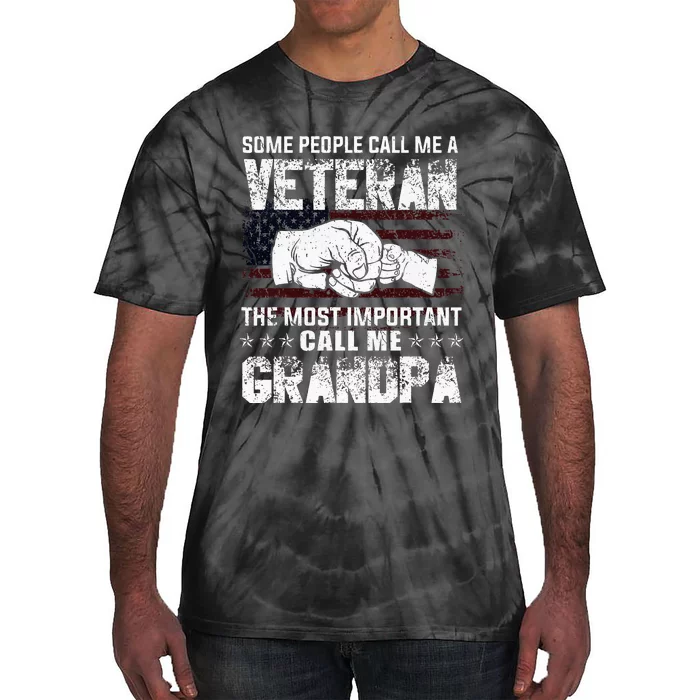 I'm A Dad Grandpa And Veteran Funny Retro For Papa Tie-Dye T-Shirt