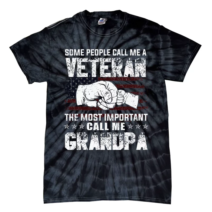 I'm A Dad Grandpa And Veteran Funny Retro For Papa Tie-Dye T-Shirt