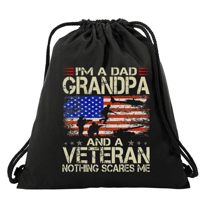 Im A Dad Grandpa And Veteran Fathers Day Papa Grandpa Gifts Drawstring Bag