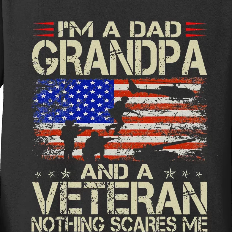 Im A Dad Grandpa And Veteran Fathers Day Papa Grandpa Gifts Kids Long Sleeve Shirt