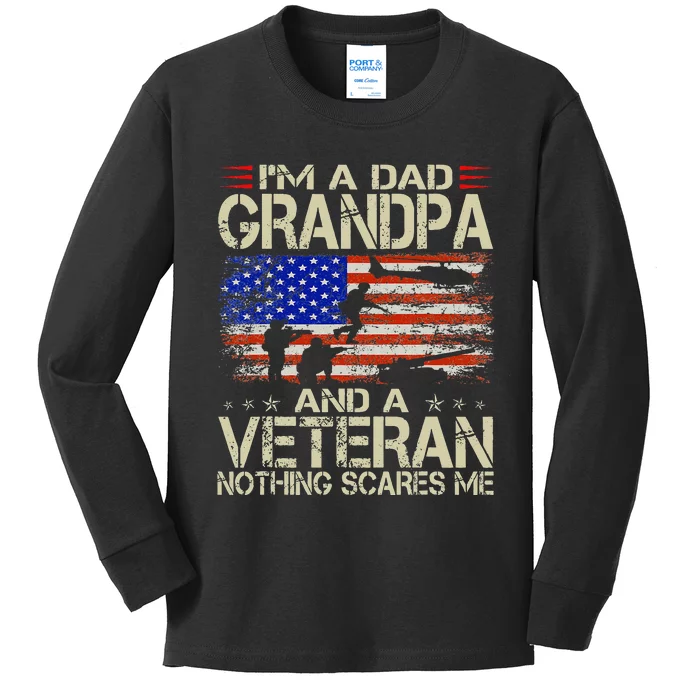 Im A Dad Grandpa And Veteran Fathers Day Papa Grandpa Gifts Kids Long Sleeve Shirt