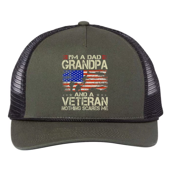 Im A Dad Grandpa And Veteran Fathers Day Papa Grandpa Gifts Retro Rope Trucker Hat Cap