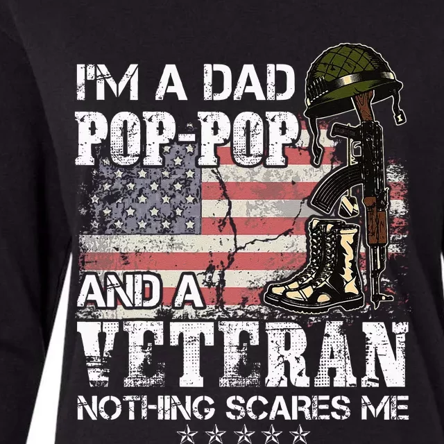 Im A Dad Pop Pop And A Veteran Nothing Scares Me Womens Cotton Relaxed Long Sleeve T-Shirt