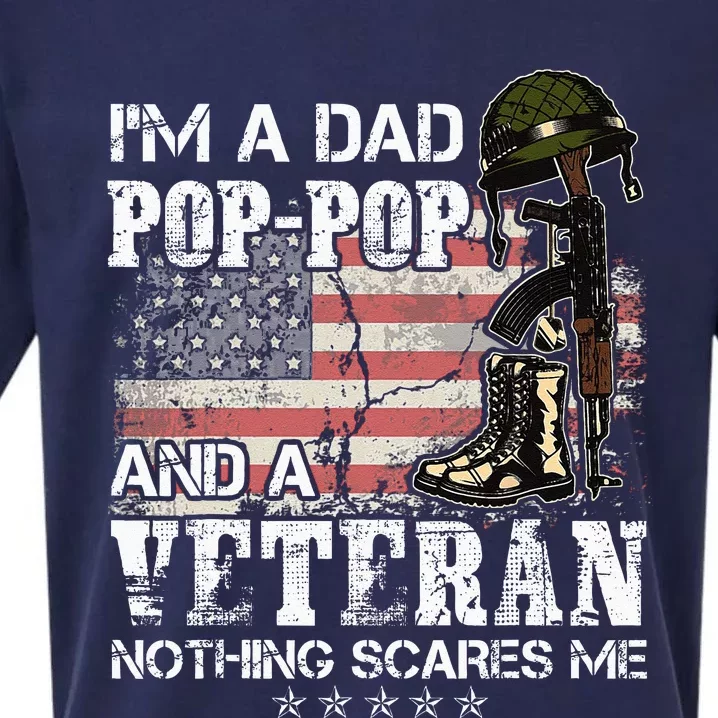 Im A Dad Pop Pop And A Veteran Nothing Scares Me Sueded Cloud Jersey T-Shirt