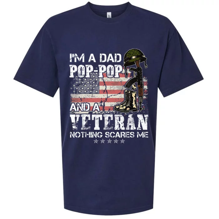 Im A Dad Pop Pop And A Veteran Nothing Scares Me Sueded Cloud Jersey T-Shirt