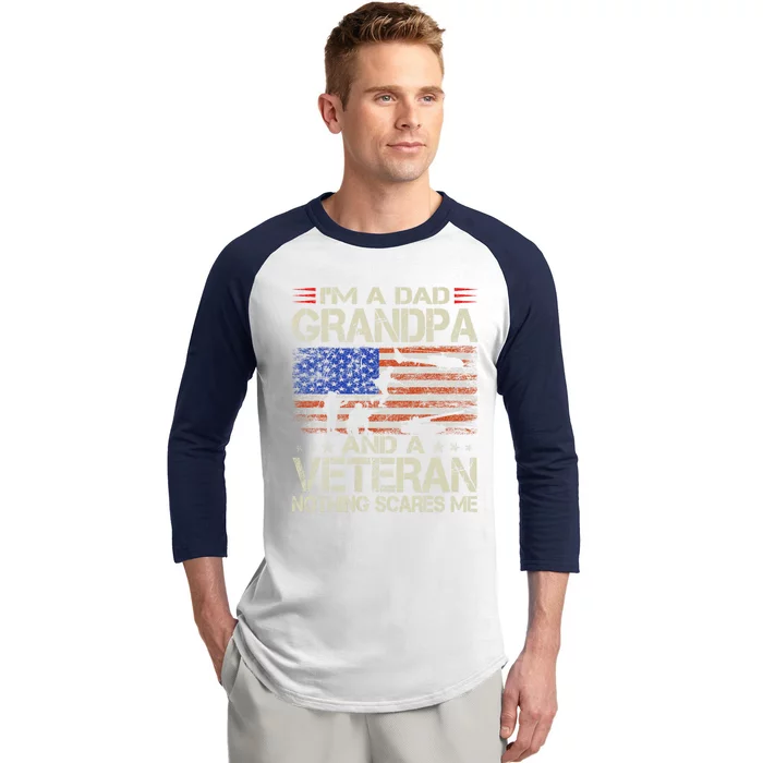 IM A Dad Grandpa And Veteran Fathers Day Papa Grandpa Gifts Baseball Sleeve Shirt