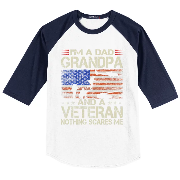 IM A Dad Grandpa And Veteran Fathers Day Papa Grandpa Gifts Baseball Sleeve Shirt